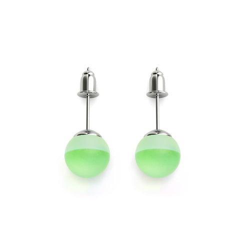 Émeraude | Argent sterling .925 | Boucles d'Oreilles Sirène Verre